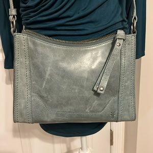 Frye Leather Melissa Zip Crossbody.  Color is Sky.  Looks new, good condition.